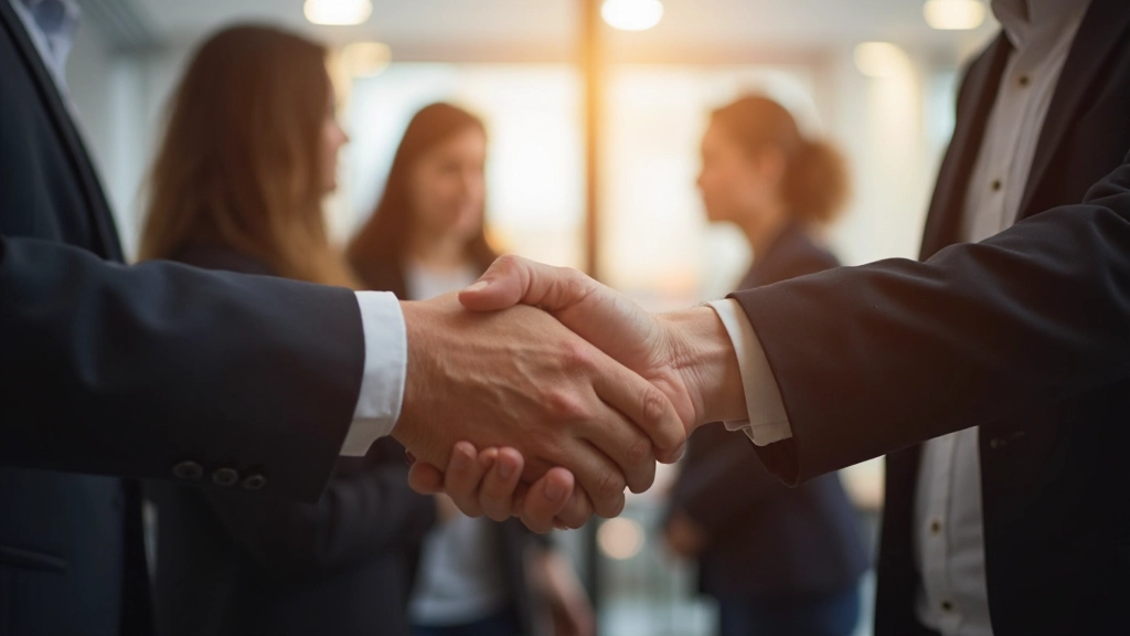 Professionele netwerkevenement met ondernemers die connecties maken en handen schudden